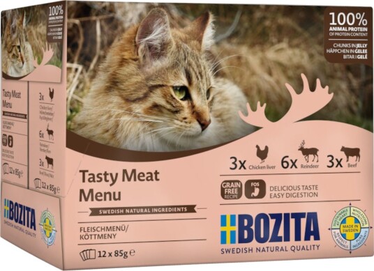 Bozita Biter I Gelé I Blandet Pakning Mixpakke Kjøttmeny 3 Varianter 12 X 85 G