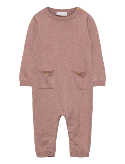 Mango Long Chest-Pocket Jumpsuit Pink 6-9M