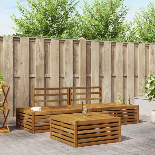 vidaXL Utendørs sofa sett 3 Stk Naturlig Solid akasietre