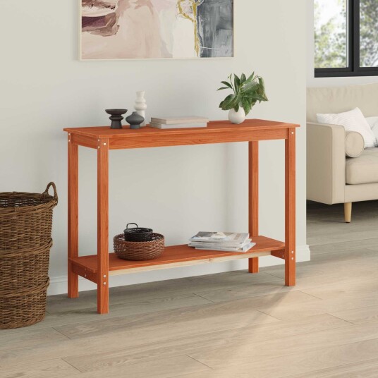 vidaXL Konsollbord med hylle VoksBrun 110 x 40 x 80 cm Massiv furu