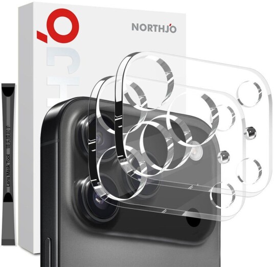 NORTHJO iPhone 17 Pro Herdet Kameralinse Glass Gjennomsiktig 2 Stk. NORTHJO iPhone 17 Pro Herdet Kameralinse Glass Gjennomsiktig 2 Stk.