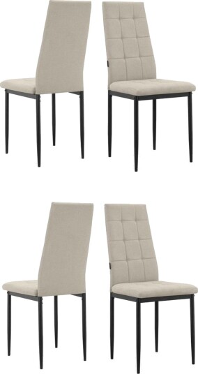 Spisestol Becca sett med 4 Stoff/metall, Krem - Stoff/metall, Krem Spisestol Becca sett med 4 Stoff/metall, Krem - Stoff/metall, Krem