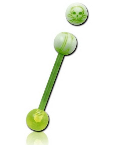 Utgått Green Skull Tungepiercing Utgått Green Skull Tungepiercing