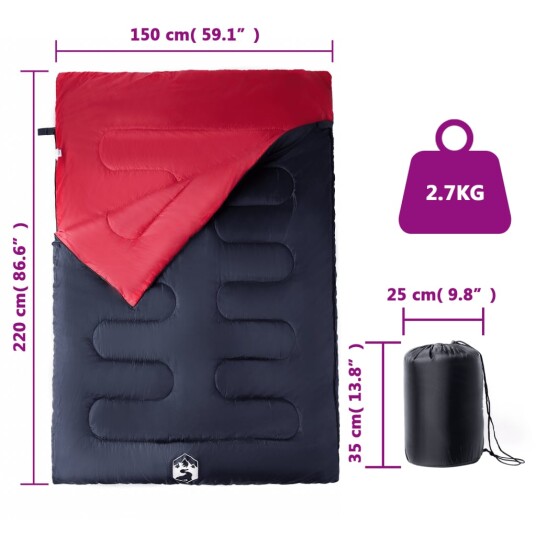 vidaXL Dobbel sovepose med puter for voksne camping 3-4 sesonger