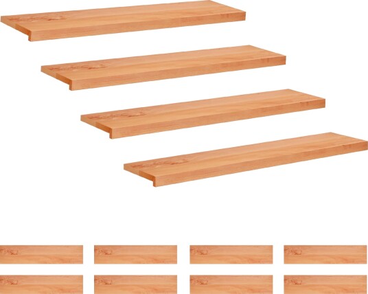 vidaXL Trappetrinn 12 stk. 110 x 30 x 2 cm Lakk Massiv bøketre