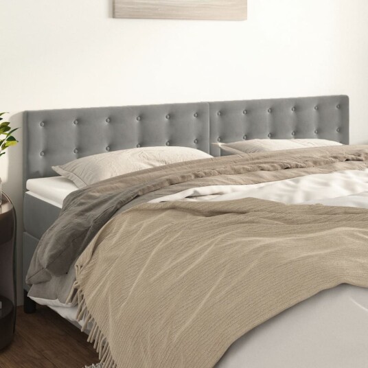 Hodegavler 2 stk lysegrå 100x5x78/88 cm fløyel