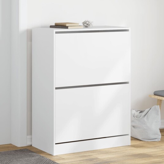 Skoskap med 2 vippeskuffer hvit 80x42x108 cm 8721012385931