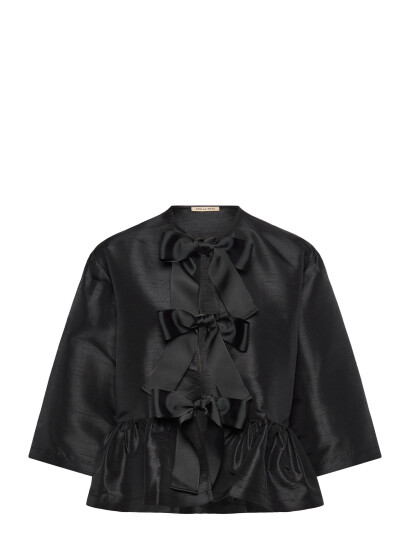 Stella Nova Crispy Peplum Bow Blouse Black 32 Stella Nova Crispy Peplum Bow Blouse Black 32