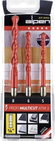 Hardmetall Multibor-Sett 3 Deler Alpen Multicut 100803100 1/4 (6,3 Mm) 1 Sett Hardmetall Multibor-Sett 3 Deler Alpen Multicut 100803100 1/4 (6,3 Mm) 1 Sett