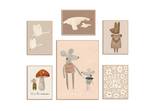 Plakater Let love grow / sett med 6 Plakater Let love grow / sett med 6