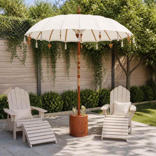 vidaXL Balinesisk parasoll med base Rund 190 x 190 x 295 cm