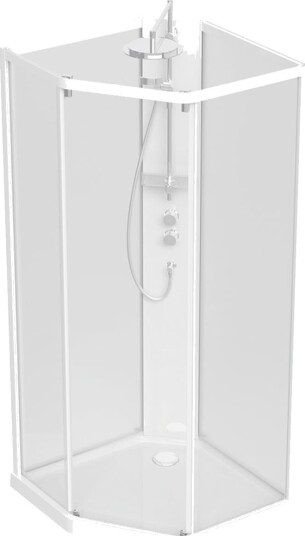 Contura Showerama Comfort Pentagonal Dusjkabinett komplett Hvit, Baderom Contura Showerama Comfort Pentagonal Dusjkabinett komplett Hvit, Baderom