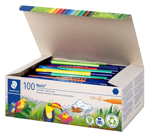 Staedtler Noris Club 326 - fibre-tip pen - black red blue green light blue yellow orange violet willow green van dyke brown (pack of 100)