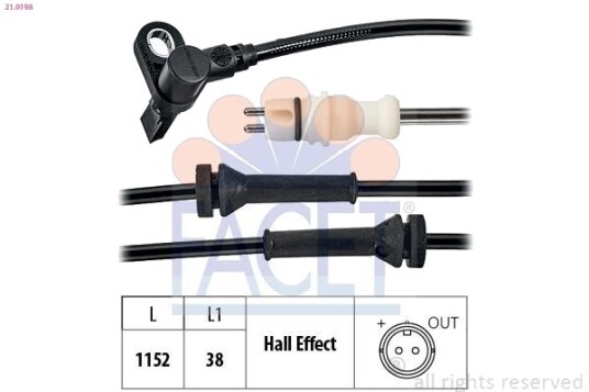 FACET 21.0198 Sensor ABS
