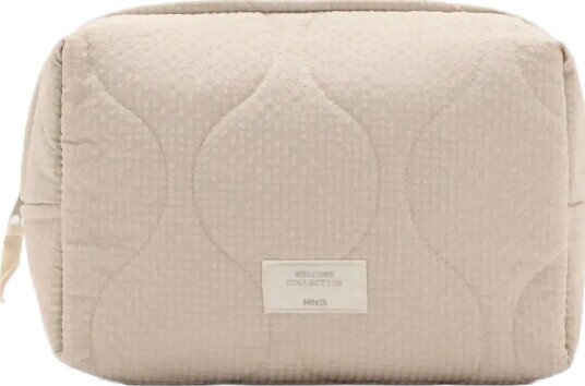 Mango Decorative Stitching Vanity Case LIGHT BEIGE One Size