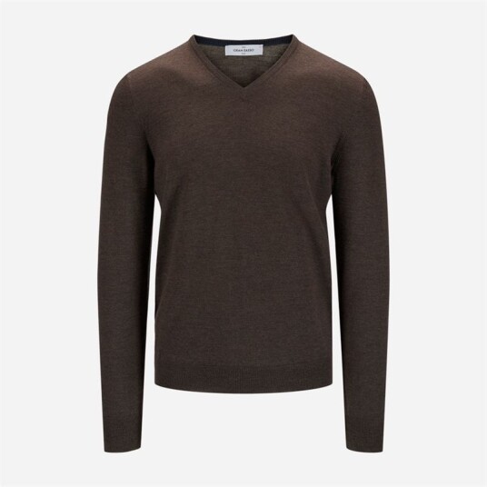 V-Neck Merino Dark Brown