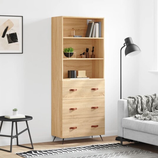Highboard sonoma eik 69,5x34x180 cm konstruert tre