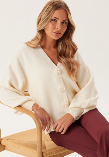 Vila Viradia L/S Rose Cardigan Cream L Vila Viradia L/S Rose Cardigan Cream L