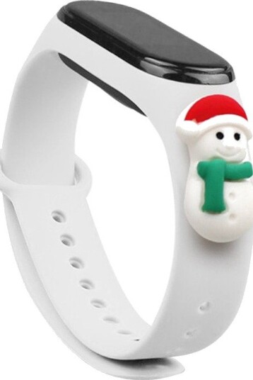 Strap Xmas for Xiaomi Mi Band 3 / 4 Christmas Silicone Strap Armbånd med snømann Hvit