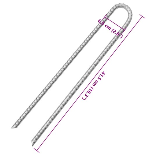 Teltplugger 12 stk U-formet 41,5 cm Ø12 mm galvanisert stål Teltplugger 12 stk U-formet 41,5 cm Ø12 mm galvanisert stål
