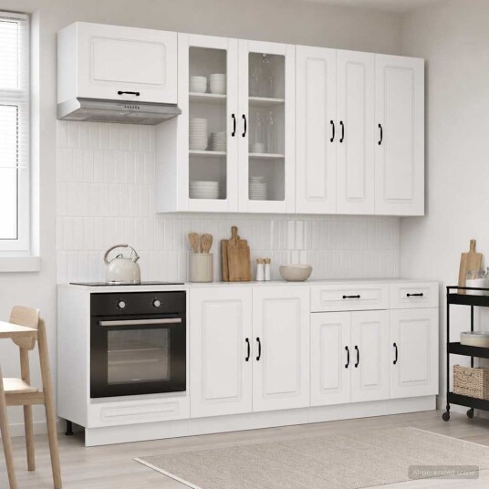 vidaXL Kjøkken enhet KALMAR 8 pcs Høgglans hvit Konstruert tre vidaXL Kjøkken enhet KALMAR 8 pcs Høgglans hvit Konstruert tre