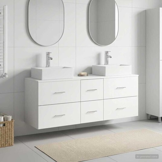 vidaXL Baderomsskapsett 3 stk. Hvit 49,5 x 41 x 62,5 cm Konstruert tre vidaXL Baderomsskapsett 3 stk. Hvit 49,5 x 41 x 62,5 cm Konstruert tre