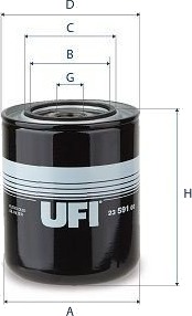 Oljefilter UFI 23.591.00 Oljefilter UFI 23.591.00
