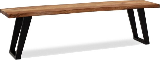 Spisestuebenk Wohnling Massivt tre med metallben trekant landlig stil Svart, vinklet, 140 cm - Svart, vinklet, 140 cm