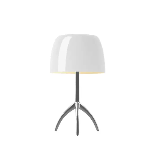 Foscarini Lumiere Piccola Dimbar bordlampe Hvit skjerm aluminiumfot Foscarini Lumiere Piccola Dimbar bordlampe Hvit skjerm aluminiumfot