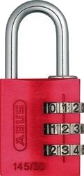 Abus hengelås 145/30 rød med 3 sifret kode Abus hengelås 145/30 rød med 3 sifret kode