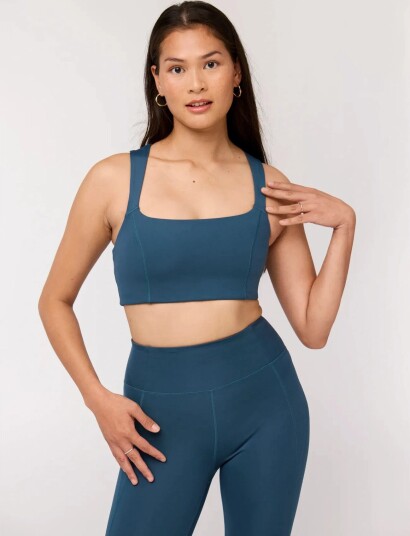 Girlfriend Collective Natalie Seamed Bra Blue XS