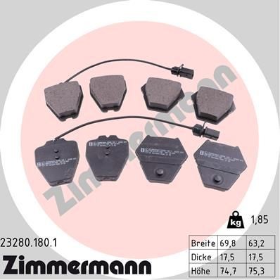 Bremseklosser sett ZIMMERMANN 23280.180.1