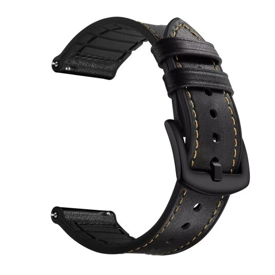 INCOVER Universal 20mm Skinn Belagt Silikon Reim - Svart INCOVER Universal 20mm Skinn Belagt Silikon Reim - Svart