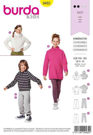 Burda 9482 - Joggedress EUR: 104-164, US: 4-14