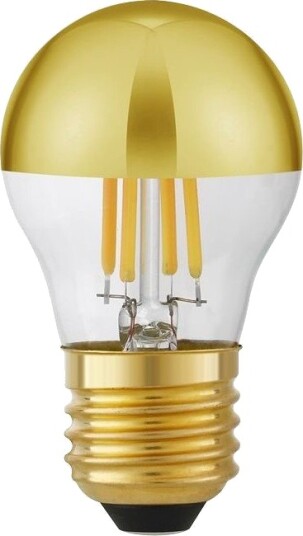 Spl E27 4W dimbar LED kronepære   Topforspeilet gull G45 2500K   Dimbar : Dimbar Kulør : Ekstra varm