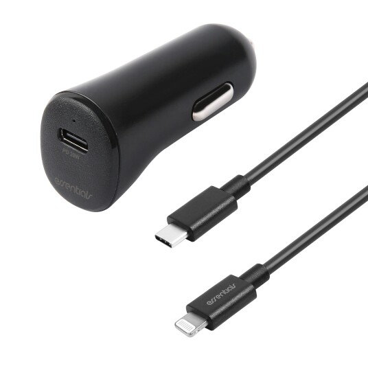 Essentials Car charger 20W, USB-C-Lightning cable, 1m, Black Essentials Car charger 20W, USB-C-Lightning cable, 1m, Black
