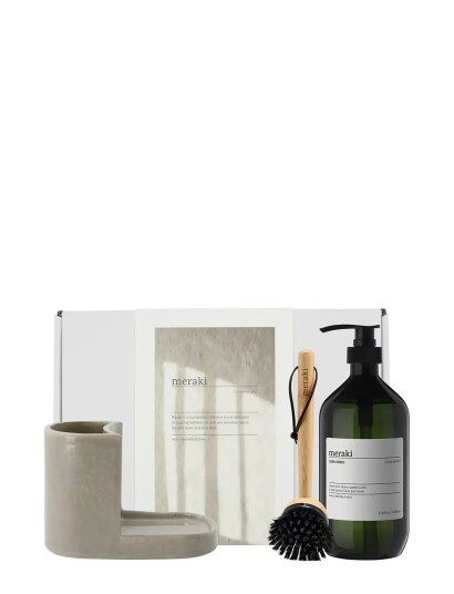 meraki Gift Box Grey Holder + Nature Brush + Forest Garden Dish Wash 1000 Ml   Nude   ONE SIZE