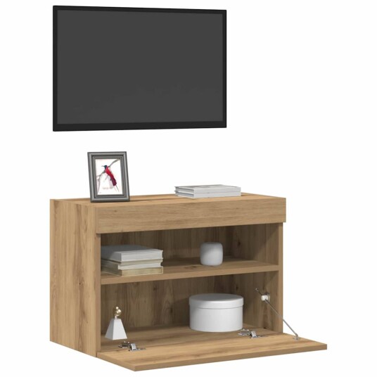  TV Veggskap med LED Lys Artisan Eik 60x30x40 cm