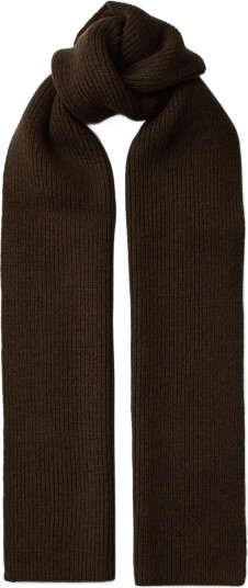 Selected Slmmason Merino Wool Knit Scarf - Brown - ONE SIZE