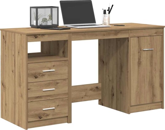 vidaXL Skrivebord med skap artisan eik konstruert tre