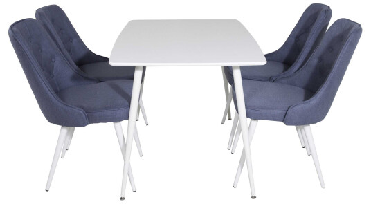 Venture Design Polar & Velvet spisegruppe Hvit/blå 4 st stoler & bord 120 x 80 cm