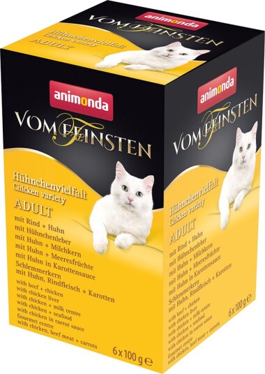 Animonda Vom Feinsten Våtfôr Adult Mikspakke Kyllingvariasjon 6 Sorter 6 X 100 G