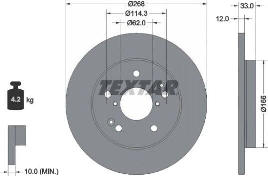 TEXTAR 92354603 Bremseskive TEXTAR 92354603 Bremseskive
