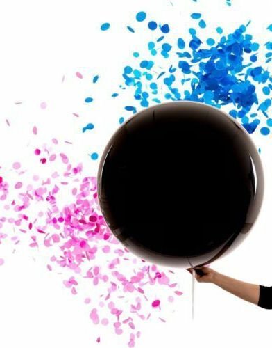 Svart Gender Reveal Ballong med Konfetti 40 cm