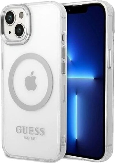 GUESS GUHMP14MHTRMS iPhone 14 Plus 6.7" silver/silver hard case Metal Outline Magsafe