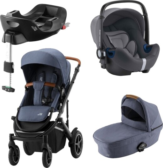 Britax Römer Premiumpakke Smile III Indigo Blue Ink. Bagdel + Bilstol Babysafe2 Storm Grey Ink. Base