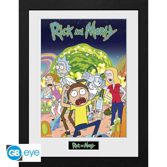 Rick and Morty Innrammet Bilde 30 x 40 cm Madness