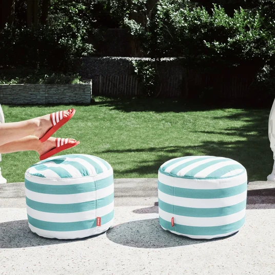 Fatboy Point outdoor pouf stripe azur Fatboy Point outdoor pouf stripe azur