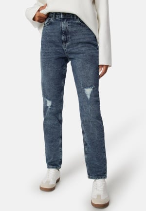 Pieces Pcbella High Waist tap dest ank jeans Medium Blue Denim 28/30
