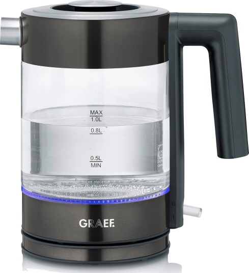 Graef WK 302 Vannkoker 1L i Rustfritt Stål og Duran-glass Svart